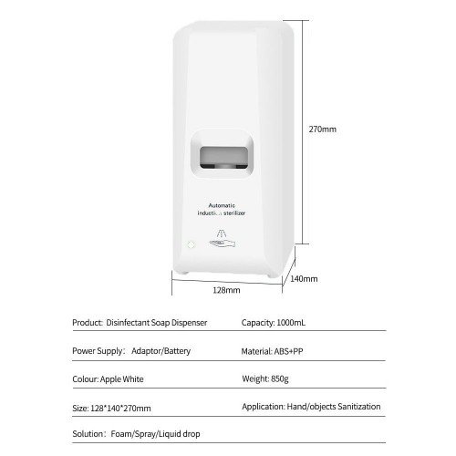 1000ML Automatic Liquid Sprayer Infrared Sensor Touchless Soap Dispenser