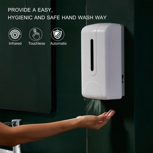 1000ml Automatic Liquid Dispenser Touchless Infrared Wall-mounted Alcohol Dispenser Hand Free Dispensing Device for School Supermarket Hotel