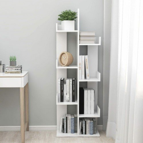 White bookcase 48x25,5x140 cm in chipboard