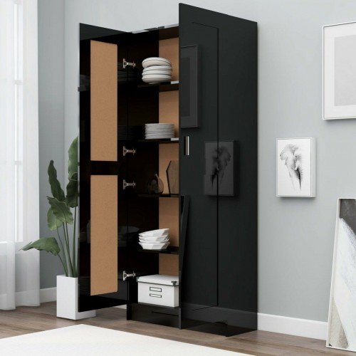 Bookcase high-gloss black 82.5x30.5x185.5 cm chipboard