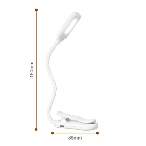 Clip On Rechargeable Eye Protect Desk Book Reading Lamp for Reading Bedside Bedroom