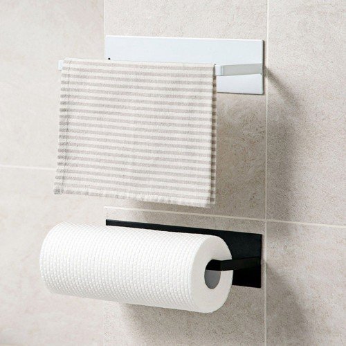 Paper Towel Holder Under The Cabinet Self Adhesive Paper Towel Rack Toilet Paper Roll Without Drilling Fits All Roll Sizes for Kitchen Bathroom