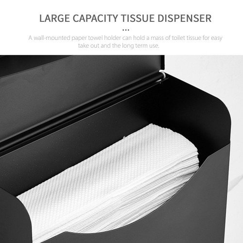 Paper Towel Dispenser Dual Dispensing Paper Towel Holder Dispenser Wall Mounted Drilling Waterproof Space Aluminum Bathroom Toilet Tissue Dispenser Kitchen Paper Towel Dispenser