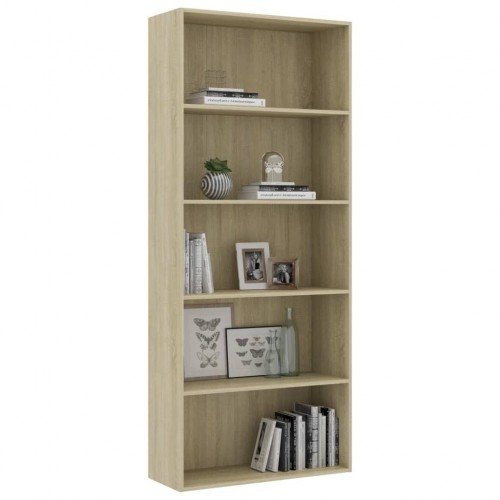 Bookcase 5 compartments Sonoma oak 80 x 30 x 189 cm chipboard