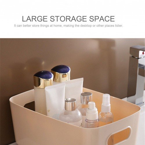 Plastic Storage Basket Desktop Portable Plastic Kitchen Refrigerator Basket Bathroom Desktop Storage Box Snack Cosmetic Organizing Box for Cabinet Office