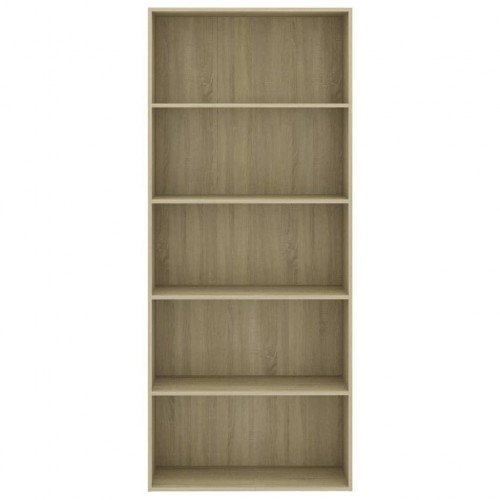 Bookcase 5 compartments Sonoma oak 80 x 30 x 189 cm chipboard