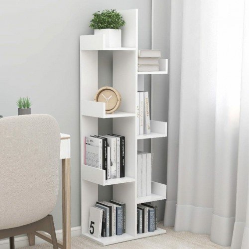 White bookcase 48x25,5x140 cm in chipboard