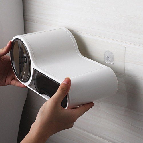 Bathroom Toilet Paper Holder with Shelf Paper Towel Dispenser Wall Mounted Paper Towel Holder Dispenser Roll Toilet Tissue Dispenser Garbage Bags Dispenser