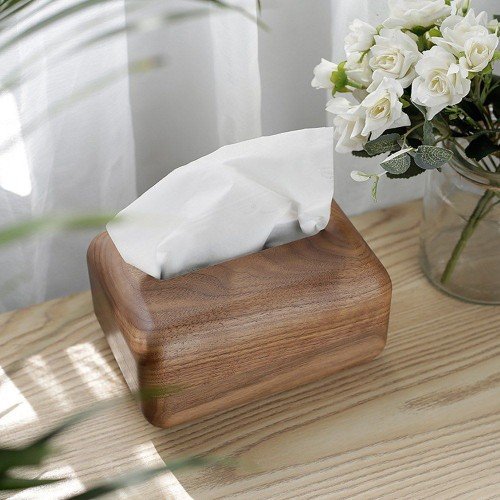 Nordic solid wood tissue box custom living room coffee table black walnut box creative home restaurant drawer wooden system Black walnut