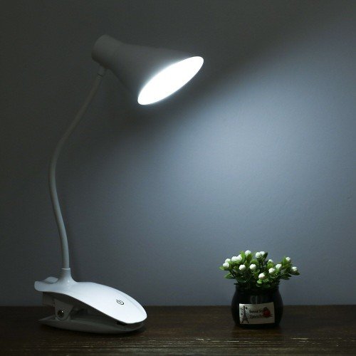 LED Clip On Reading Light 3 Brightness Levels USB Rechargeable Reading Lamp with Slick Touch Control