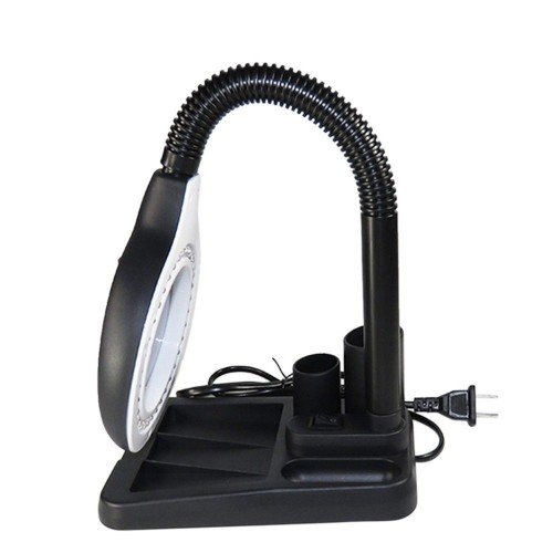 AC220V 6W 40 LED 5X/10X Magnifier Glass with Gadget Storage Design Desk Lamp Beside Light Magnifying Lens Design Illuminated Flexible Bendable Goose Neck Portable for Printing Machinery Carving